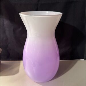 Lavender and white 8” vase. Excellent condition
